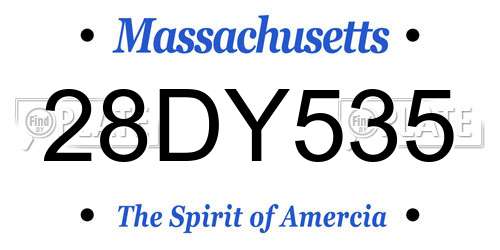 28DY535 Massachusetts License Plate