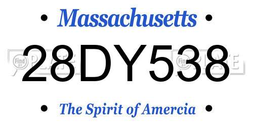 28DY538 Massachusetts License Plate