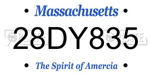 28DY835 Massachusetts License Plate
