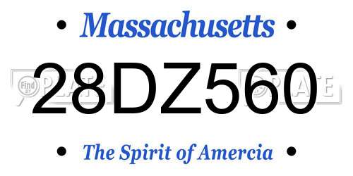 28DZ560 Massachusetts License Plate