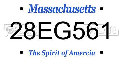 28EG561 Massachusetts License Plate
