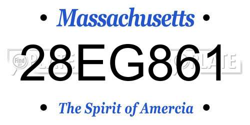 28EG861 Massachusetts License Plate