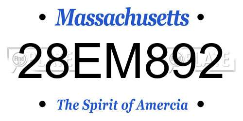 28EM892 Massachusetts License Plate