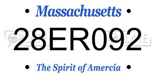 28ER092 Massachusetts License Plate