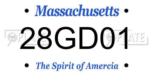 28GD01 Massachusetts License Plate