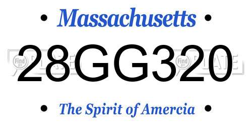 28GG320 Massachusetts License Plate