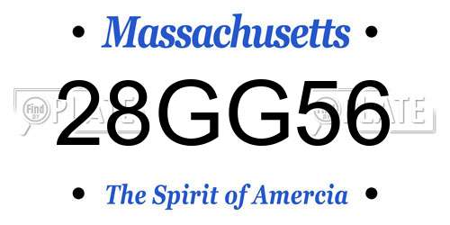 28GG56 Massachusetts License Plate