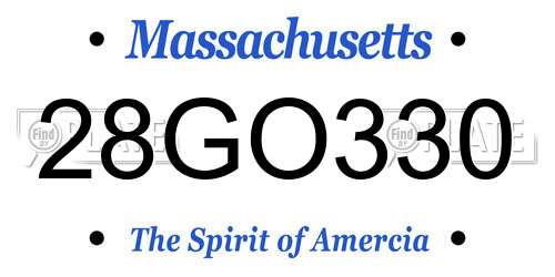 28GO330 Massachusetts License Plate