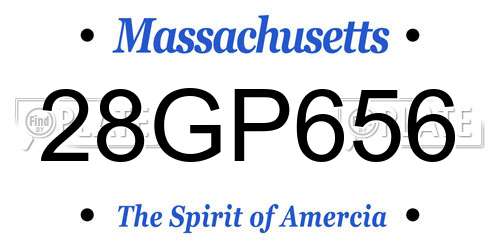 28GP656 Massachusetts License Plate