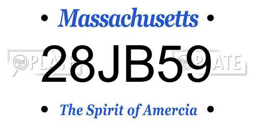 28JB59 Massachusetts License Plate