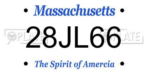 28JL66 Massachusetts License Plate