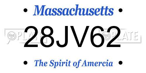 28JV62 Massachusetts License Plate
