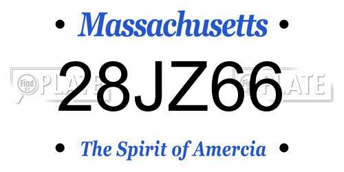 28JZ66 Massachusetts License Plate