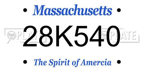 28K540 Massachusetts License Plate