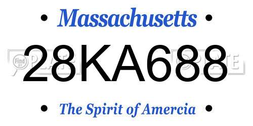 28KA688 Massachusetts License Plate