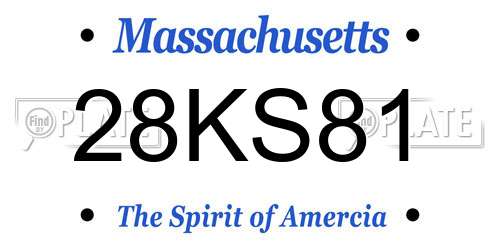 28KS81 Massachusetts License Plate
