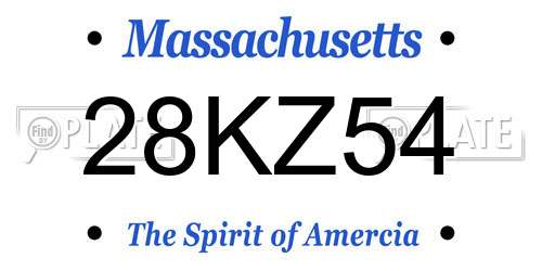 28KZ54 Massachusetts License Plate
