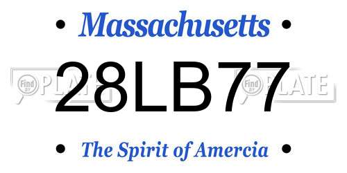 28LB77 Massachusetts License Plate