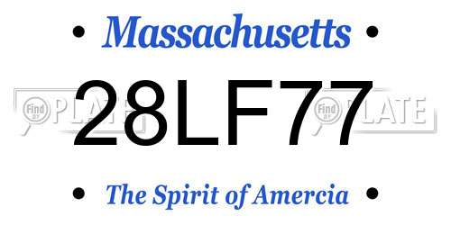 28LF77 Massachusetts License Plate