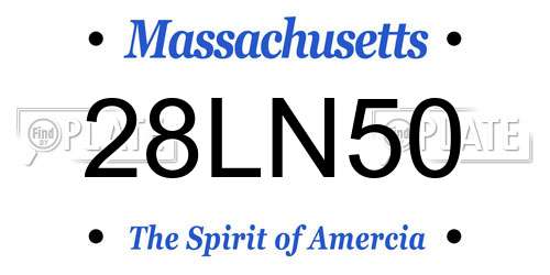 28LN50 Massachusetts License Plate