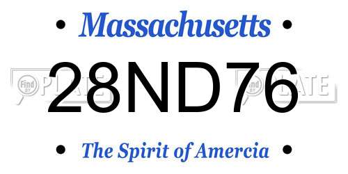 28ND76 Massachusetts License Plate