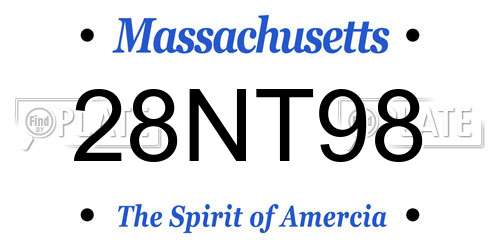28NT98 Massachusetts License Plate