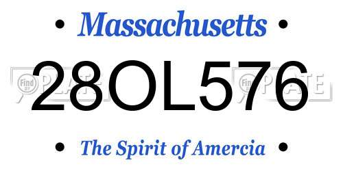 28OL576 Massachusetts License Plate