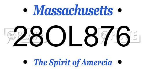 28OL876 Massachusetts License Plate