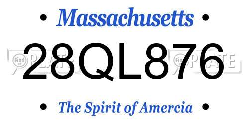 28QL876 Massachusetts License Plate