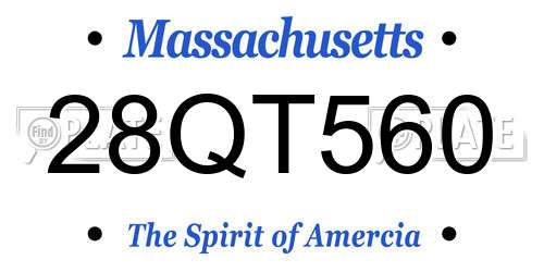 28QT560 Massachusetts License Plate