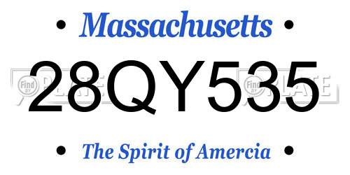 28QY535 Massachusetts License Plate