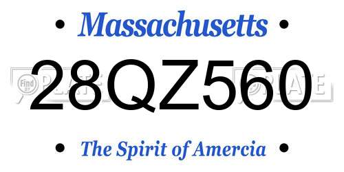 28QZ560 Massachusetts License Plate