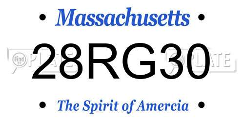 28RG30 Massachusetts License Plate