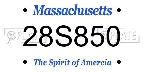 28S850 Massachusetts License Plate