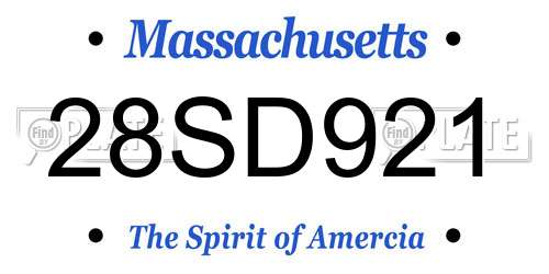 28SD921 Massachusetts License Plate