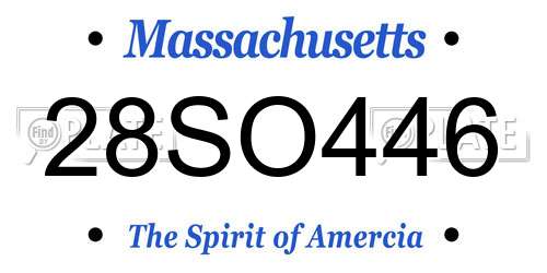 28SO446 Massachusetts License Plate