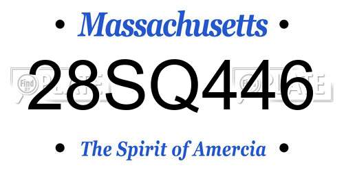 28SQ446 Massachusetts License Plate