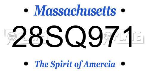 28SQ971 Massachusetts License Plate