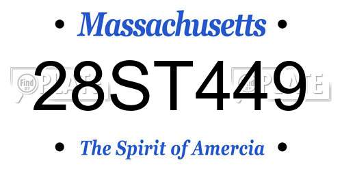 28ST449 Massachusetts License Plate