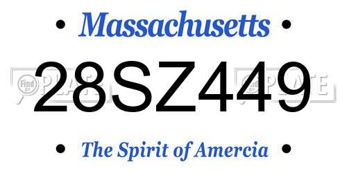 28SZ449 Massachusetts License Plate