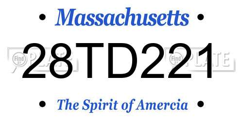 28TD221 Massachusetts License Plate
