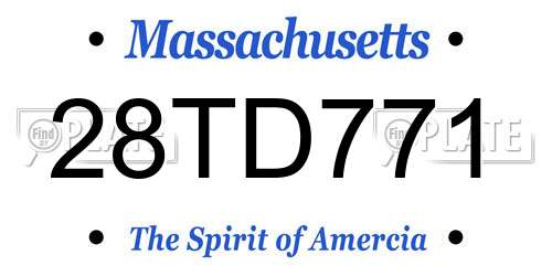 28TD771 Massachusetts License Plate