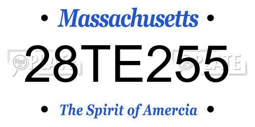 28TE255 Massachusetts License Plate