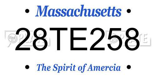28TE258 Massachusetts License Plate