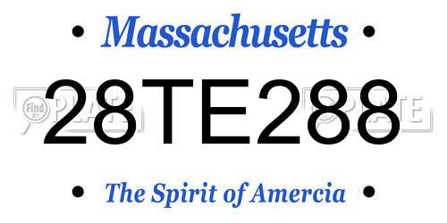 28TE288 Massachusetts License Plate