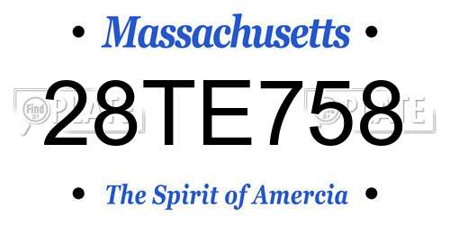 28TE758 Massachusetts License Plate