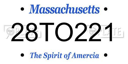 28TO221 Massachusetts License Plate