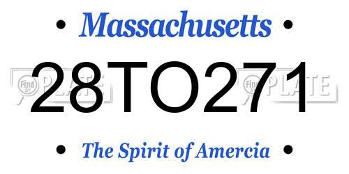 28TO271 Massachusetts License Plate