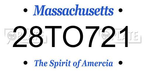 28TO721 Massachusetts License Plate