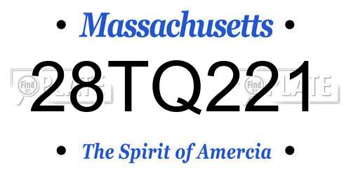 28TQ221 Massachusetts License Plate